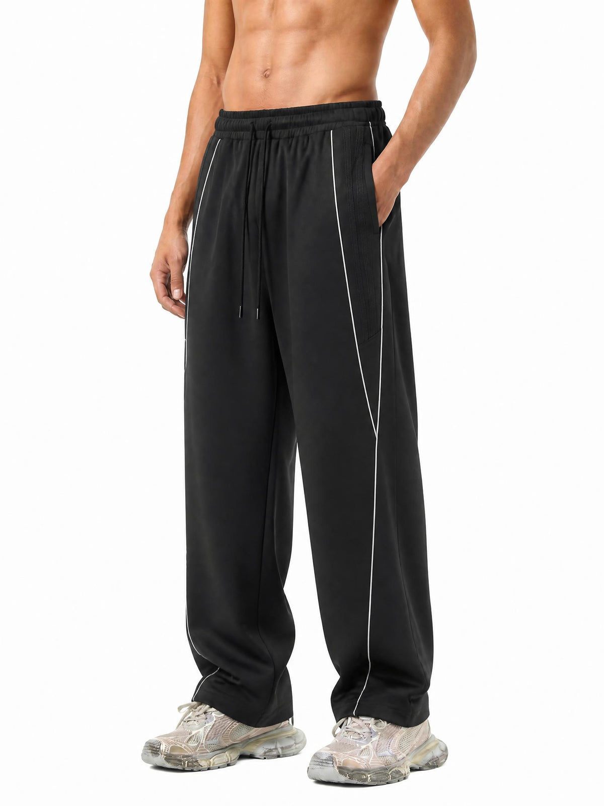 Reflection Striped Straight-Leg Sweatpants